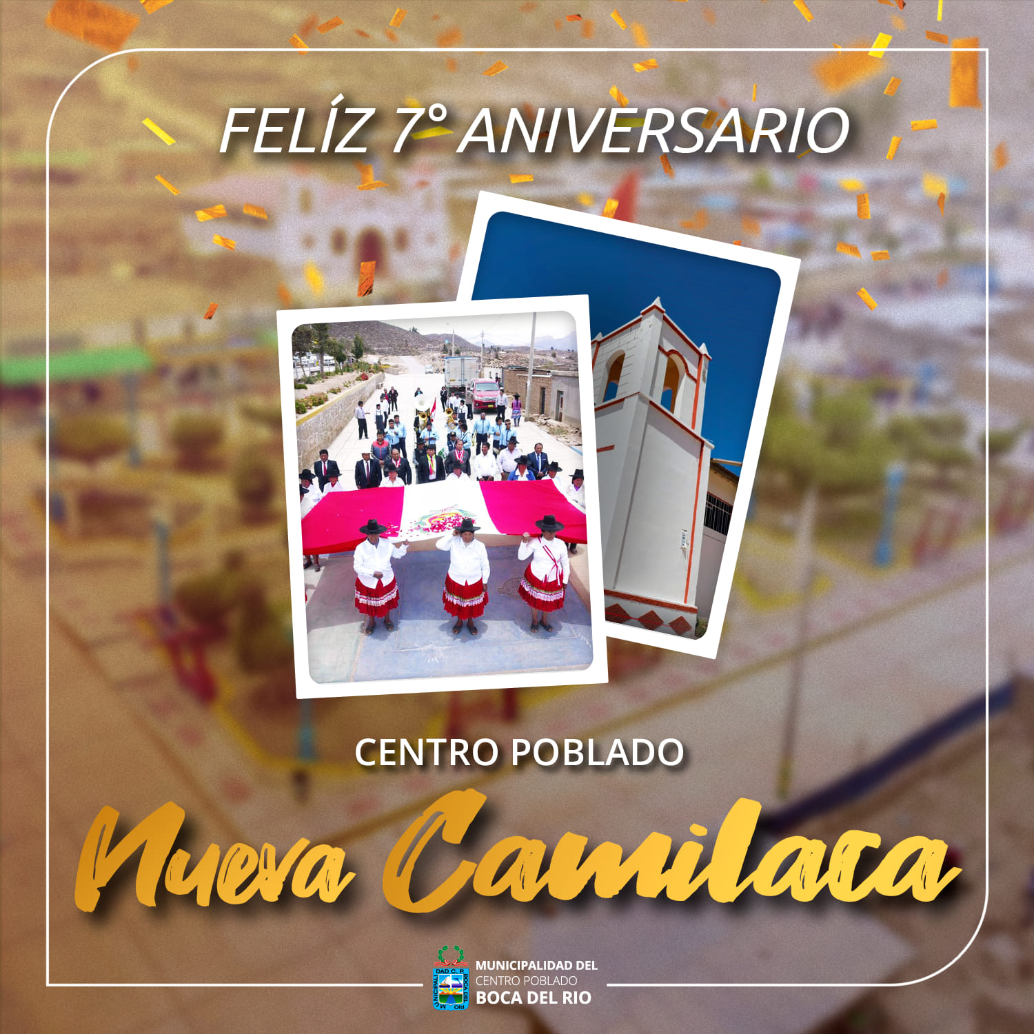 Imagen de saludo por aniversario del distrito de Nueva Camilaca
