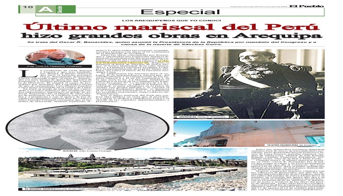 Se trata del Oscar R. Benavides, quien asumió la Presidencia de la República por mandato del Congreso y a
causa de la muerte de Sánchez Cerro.