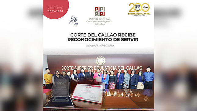 Corte Superior de Justicia del Callao recibe reconocimiento de SERVIR 