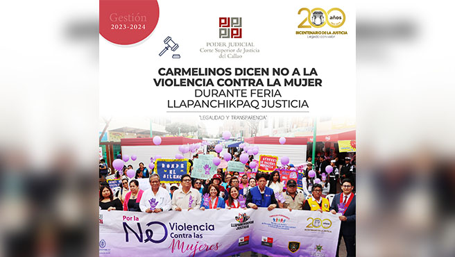 Carmelinos dicen NO a la violencia contra la mujer durante 7ma feria LLAPANCHIKPAQ Justicia