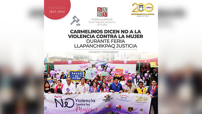Carmelinos dicen NO a la violencia contra la mujer durante 7ma feria LLAPANCHIKPAQ Justicia 
