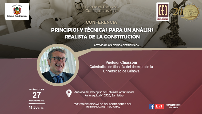 Conferencia “Principios y técnicas para un análisis realista de la Constitución" realizará el CEC del TC