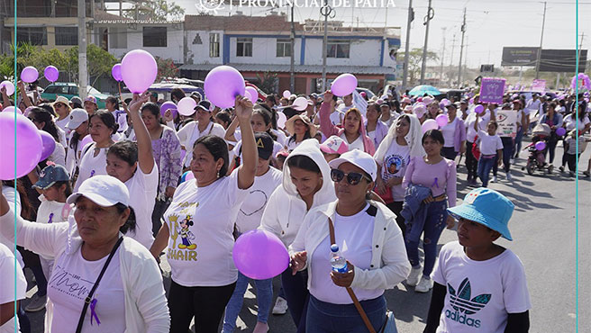 Multitudinaria marcha paiteña para rechazar la violencia contra las mujeres.