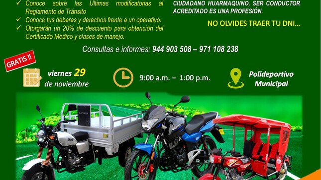 Atención conductores de mototaxis, furgonetas y moto lineal