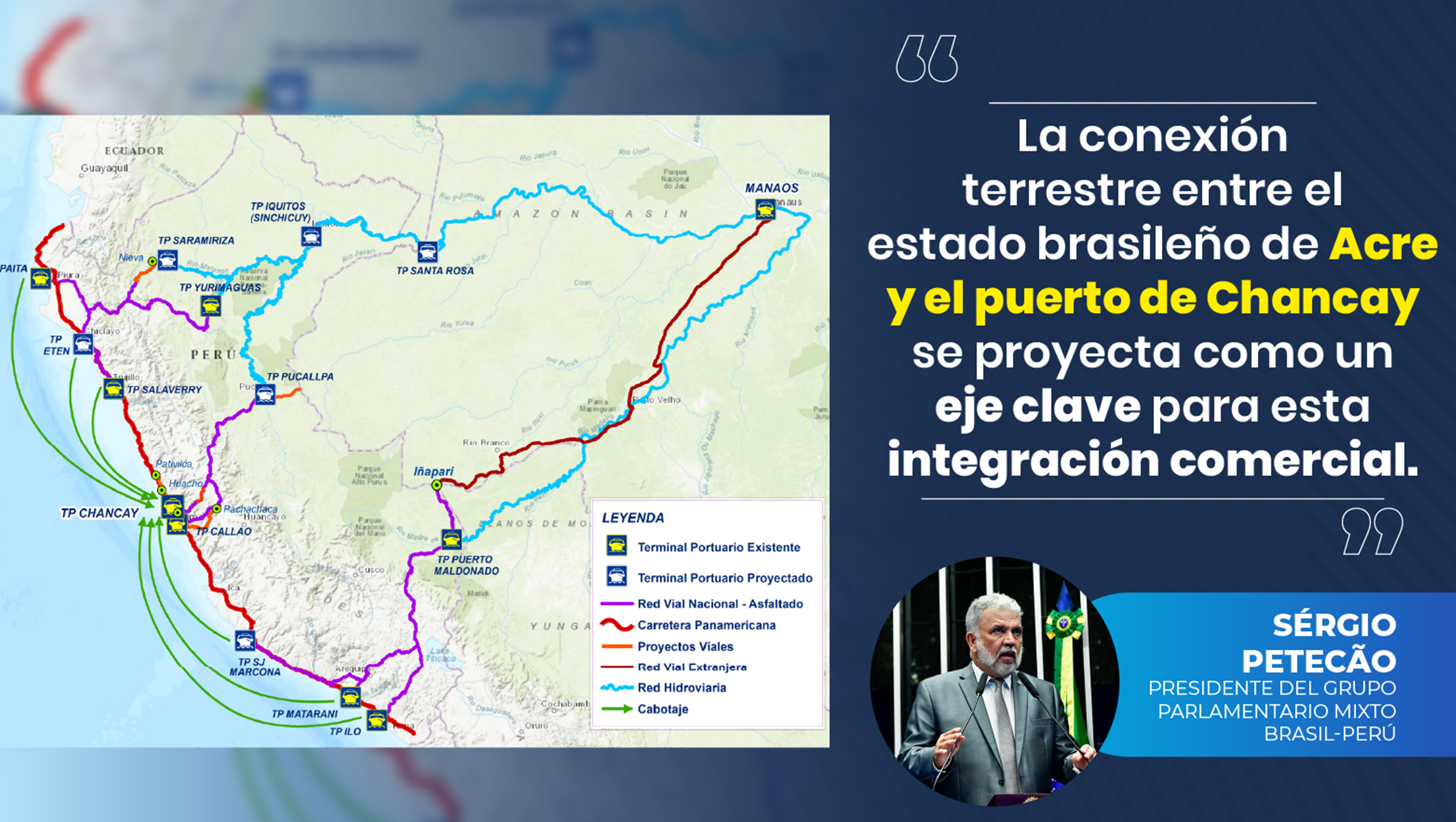 Senador brasileño: “La conexión terrestre entre el estado brasileño de Acre y el puerto de Chancay se proyecta como un eje clave para esta i