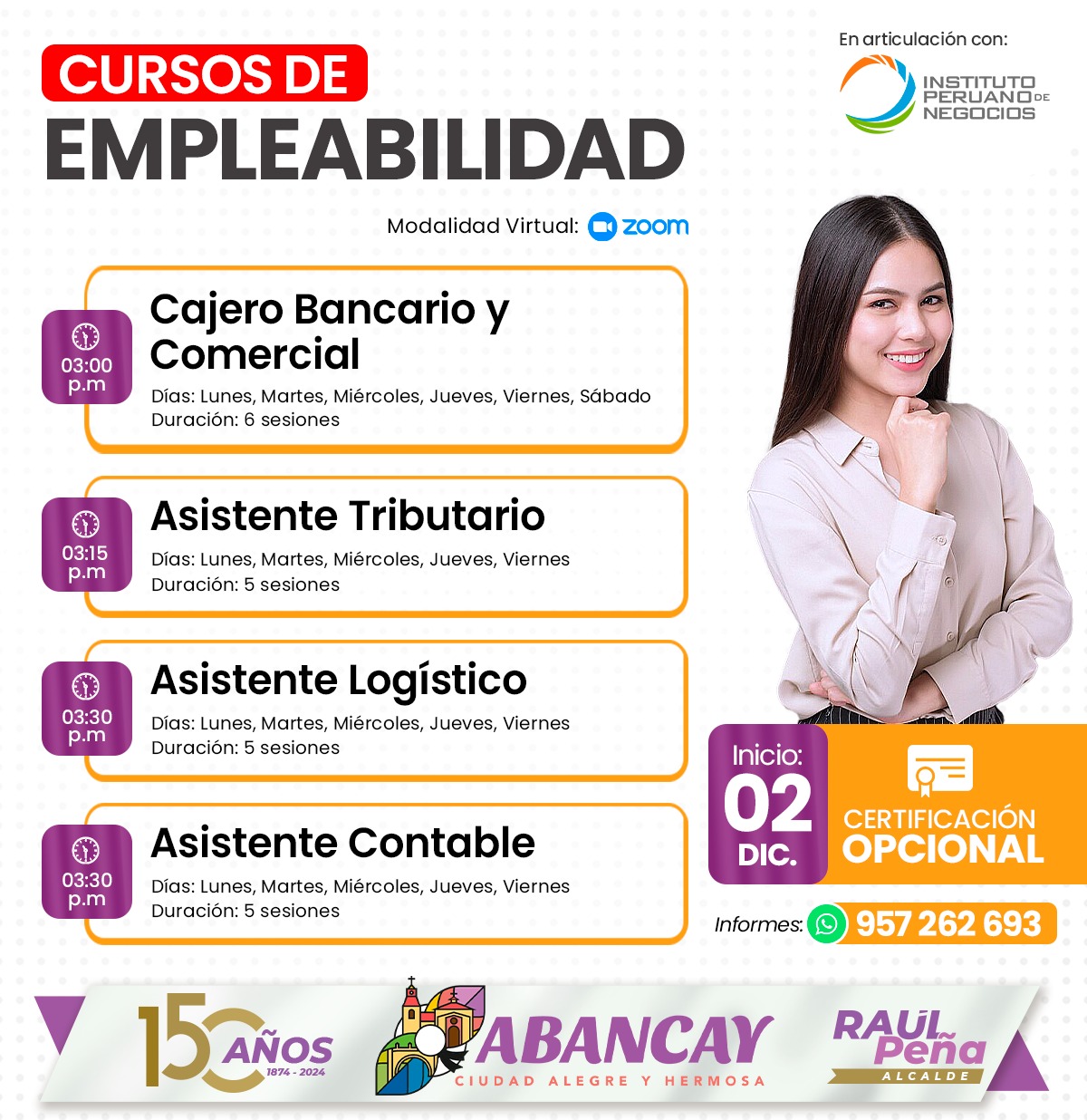 ✍La Municipalidad de Abancay, en coordinación con el Instituto Peruano de Negocios te invita a participar de nuestra convocatoria de becas.