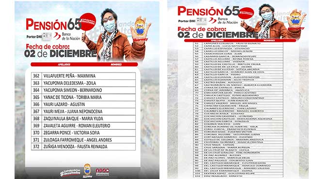 Atención usuarios de pensión 65 - Ya salió el cronograma de pagos.