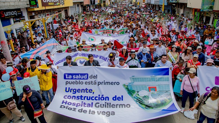 Multitudinaria manifestación de apoyo y solidaridad para la construcción del megaproyecto del hospital Guillermo Díaz de la Vega nivel iii-1
