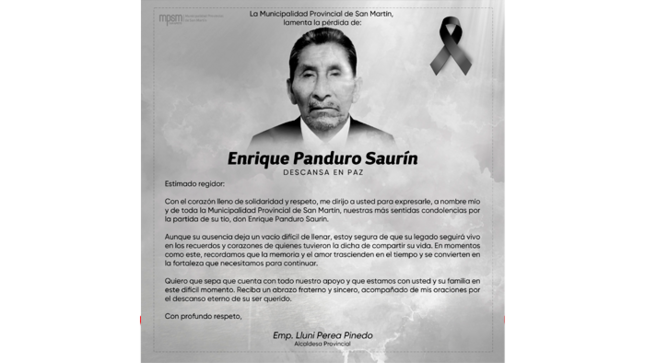 Condolencia.