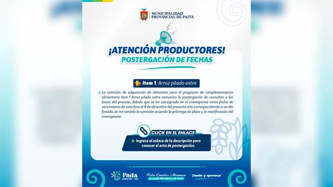 ¡Atención productores formales de la región!