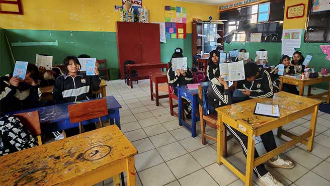 OMAPED realiza charla informativa de los servicios que brinda a los alumnos de la I.E San Martin de Porras de la Victoria.