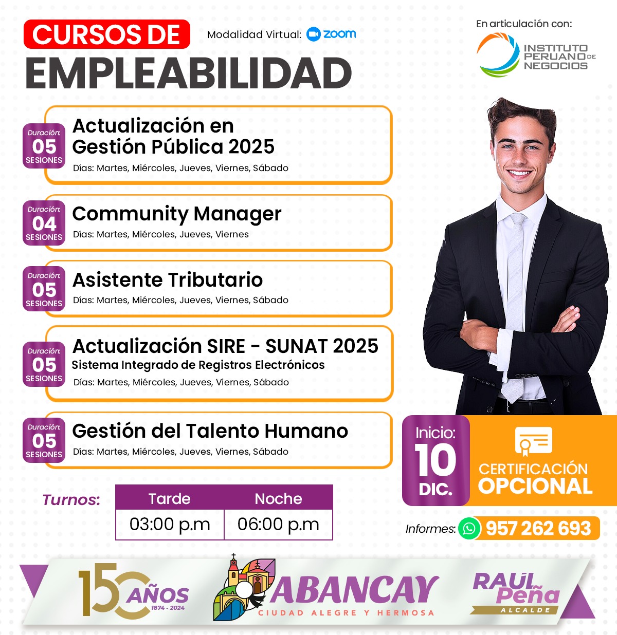 ✍La Municipalidad de Abancay, en coordinación con el Instituto Peruano de Negocios te invita a participar de nuestra convocatoria de becas.