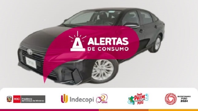 Indecopi difunde alerta de consumo para vehículos Toyota, Lexus 
y Honda: más de 1,500 unidades en revisión
