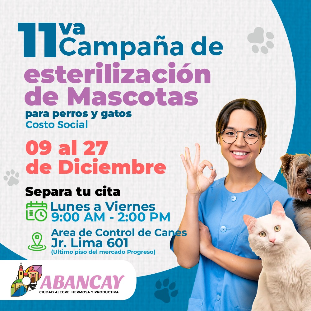 Municipalidad Provincial de Abancay. A través de la Sub Gerencia de Medio Ambiente y Servicios Públicos, área de Control de Canes, presenta 