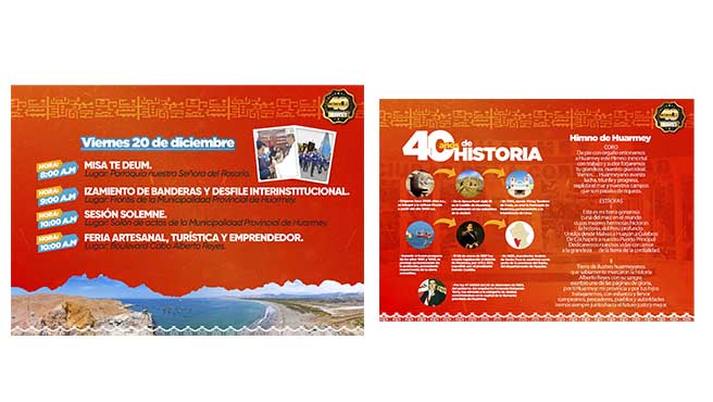 Programa oficial por los 40 aniversario de la creación política de la provincia de Huarmey.