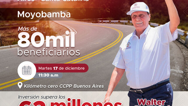 Inauguración del mejoramiento del camino vecinal Buenos Aires - Santa Catalina, Moyobamba