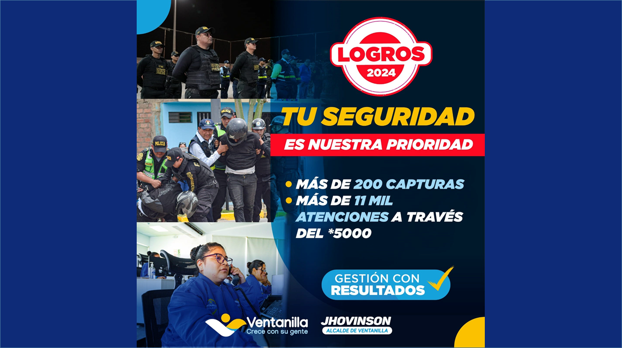 Este año, con la Policía Nacional 👮‍♂️👮‍♀️, logramos más de 200 capturas 🚔 y 11 mil atenciones 📞, reforzando la seguridad con vehículos 🚓 y operativos 🔍 en todo el distrito 👏.