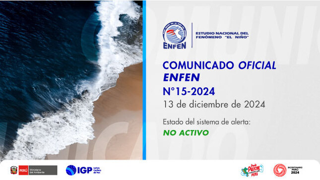 ENFEN n.° 15-2024: Estado del sistema de alerta: No Activo FOTO