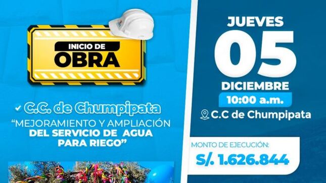 Archivo imagen de Inicio de Obra: Mejoramiento y Ampliación de Servicio de Agua para riego de la Comunidad de Chumpipata
