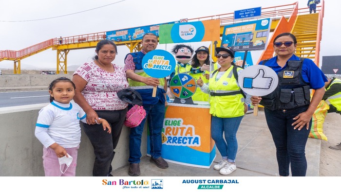 La Municipalidad de San Bartolo, en alianza con Rutas de Lima, llevó a cabo una campaña para promover el uso seguro y responsable del puente peatonal entre los vecinos del distrito.