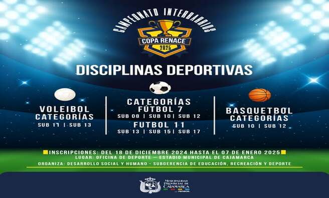 ยกEs momento de demostrar quiรฉn manda en los barrios de Cajamarca! ๐
๐ ๐๐ก๐๐ข๐ฅ๐ ๐๐ฆ ๐ฌ ๐๐๐ฆ๐๐ฆ:
๐
๐๐ฒ๐น ๐ญ๐ด ๐ฑ๐ฒ ๐ฑ๐ถ๐ฐ๐ถ๐ฒ๐บ๐ฏ๐ฟ๐ฒ ๐ฎ๐น ๐ณ ๐ฑ๐ฒ ๐ฒ๐ป๐ฒ๐ฟ๐ผ
๐ ๐ข๐ณ๐ถ๐ฐ๐ถ๐ป๐ฎ ๐ฑ๐ฒ ๐๐ฒ๐ฝ๐ผ๐ฟ๐๐ฒ๐ - ๐๐๐๐ฎ๐ฑ๐ถ๐ผ ๐ ๐๐ป๐ถ๐ฐ๐ถ๐ฝ๐ฎ๐น
๐ฏ Disciplinas: Fรบtbol, vรณley y bรกsquetbol
ยกReรบne a tu equipo, prepรกrense y compitan por la gloria!