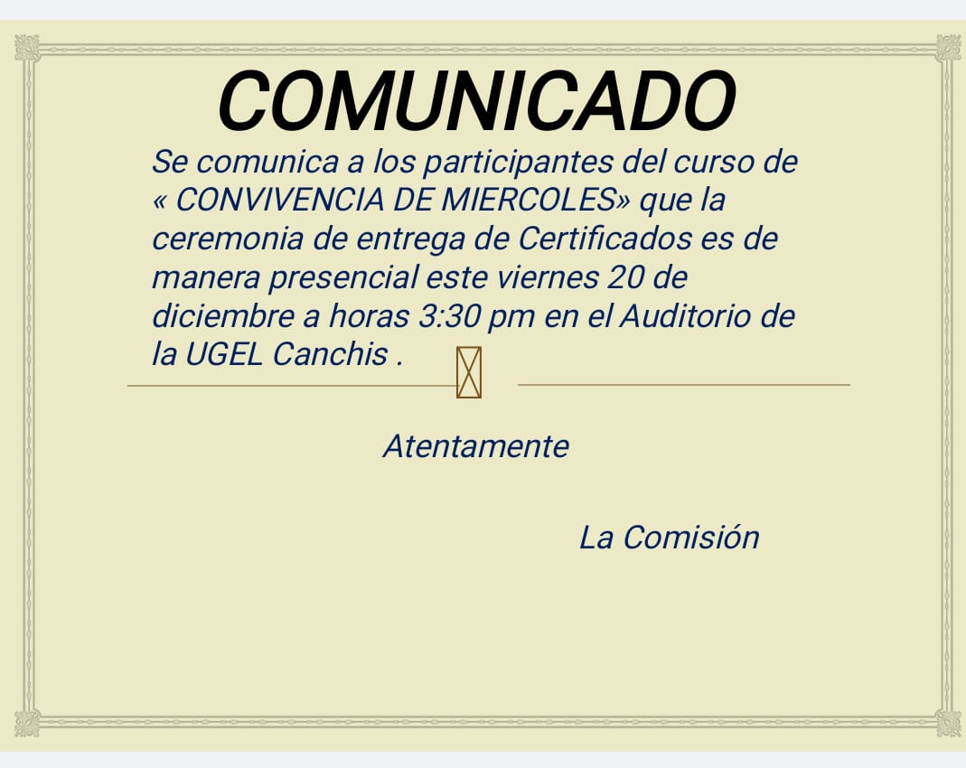 Comunicado -  convivencia de miércoles