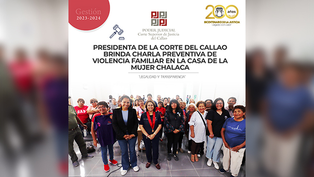 Presidenta de la Corte del Callao brinda charla preventiva de violencia familiar en la Casa de la Mujer chalaca