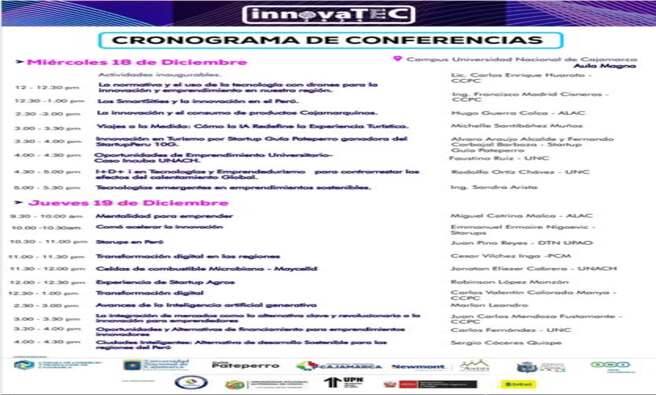 ๐Registrate en โฌโฌ
https://innovatec2024.netlify.app/conferencias/formulario
๐๐ก๐๐ฅ๐๐ฆ๐ข ๐๐๐๐ฅ๐
๐๐ฒ๐ฐ๐ต๐ฎ๐: ๐ญ๐ด ๐ ๐ญ๐ต ๐ฑ๐ฒ ๐ฑ๐ถ๐ฐ๐ถ๐ฒ๐บ๐ฏ๐ฟ๐ฒ ๐ฑ๐ฒ ๐ต๐๐ ๐ฎ ๐ฒ ๐ฃ๐
๐ ๐๐๐ด๐ฎ๐ฟ: ๐จ๐ป๐ถ๐๐ฒ๐ฟ๐๐ถ๐ฑ๐ฎ๐ฑ ๐ก๐ฎ๐ฐ๐ถ๐ผ๐ป๐ฎ๐น ๐ฑ๐ฒ ๐๐ฎ๐ท๐ฎ๐บ๐ฎ๐ฟ๐ฐ๐ฎ (๐จ๐ก๐)
๐ก Temas clave a tratar:
- Transformaciรณn Digital, Smart Cities, Destinos Turรญsticos Inteligentes y mรกs....
ยกNo te pierdas esta oportunidad รบnica de escuchar a expertos, explorar tendencias globales y conectar con mentes innovadoras!
๐ซ ยกReserva tu lugar ahora, los cupos son limitados!