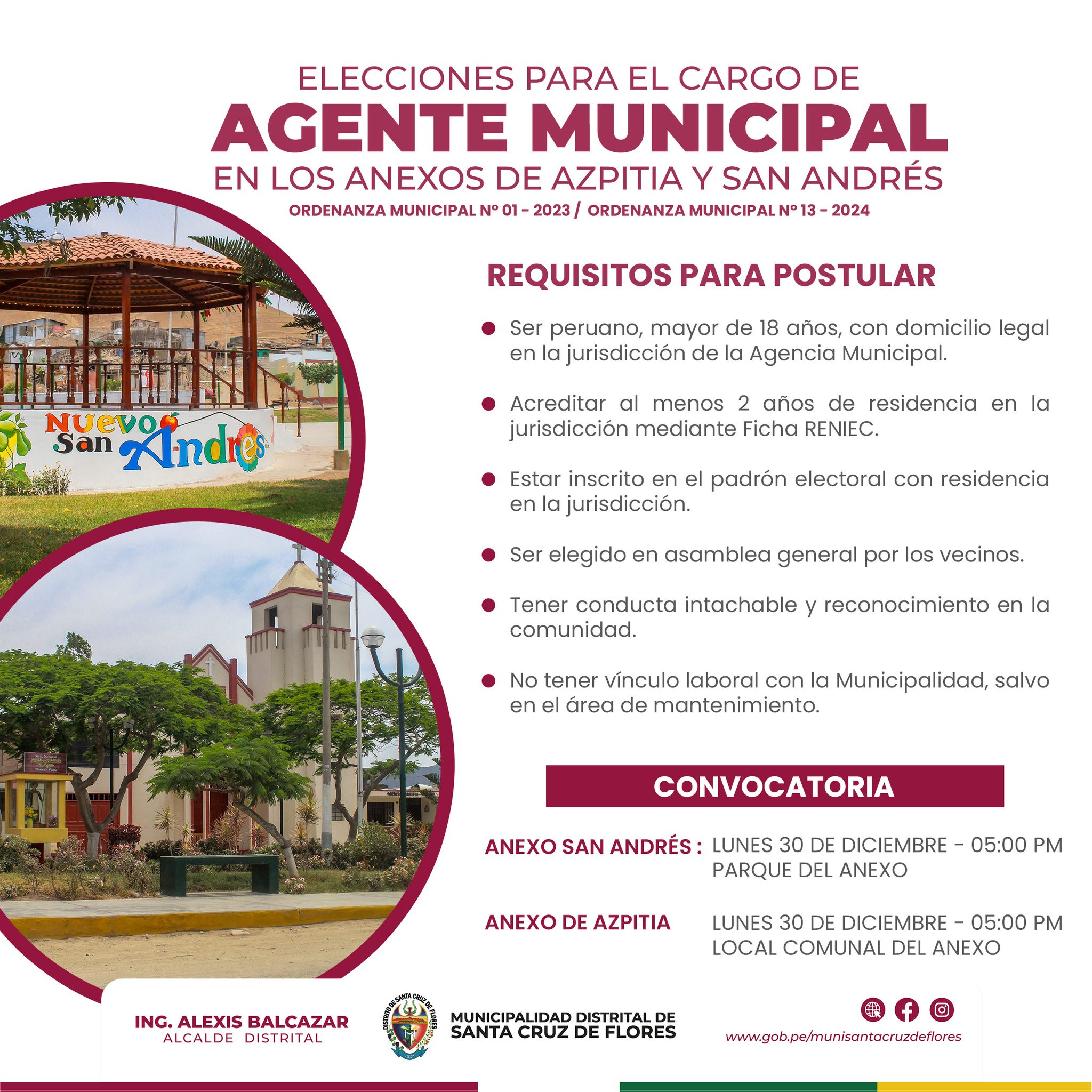 Convocatoria: Elecciones para el cargo de Agente Municipal