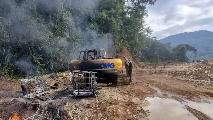 Amazonas: FEMA intervienen campamentos de minería ilegal y destruyen maquinarias y equipos utilizados para esta actividad ilícita