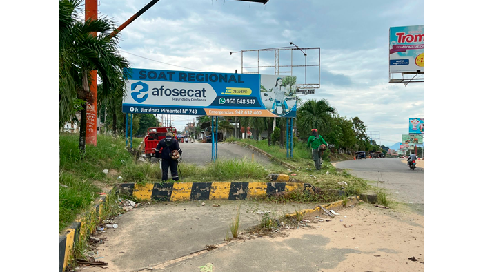 Mantenimiento de Γ‘reas verdes en diferentes puntos de la ciudad de Tarapoto.