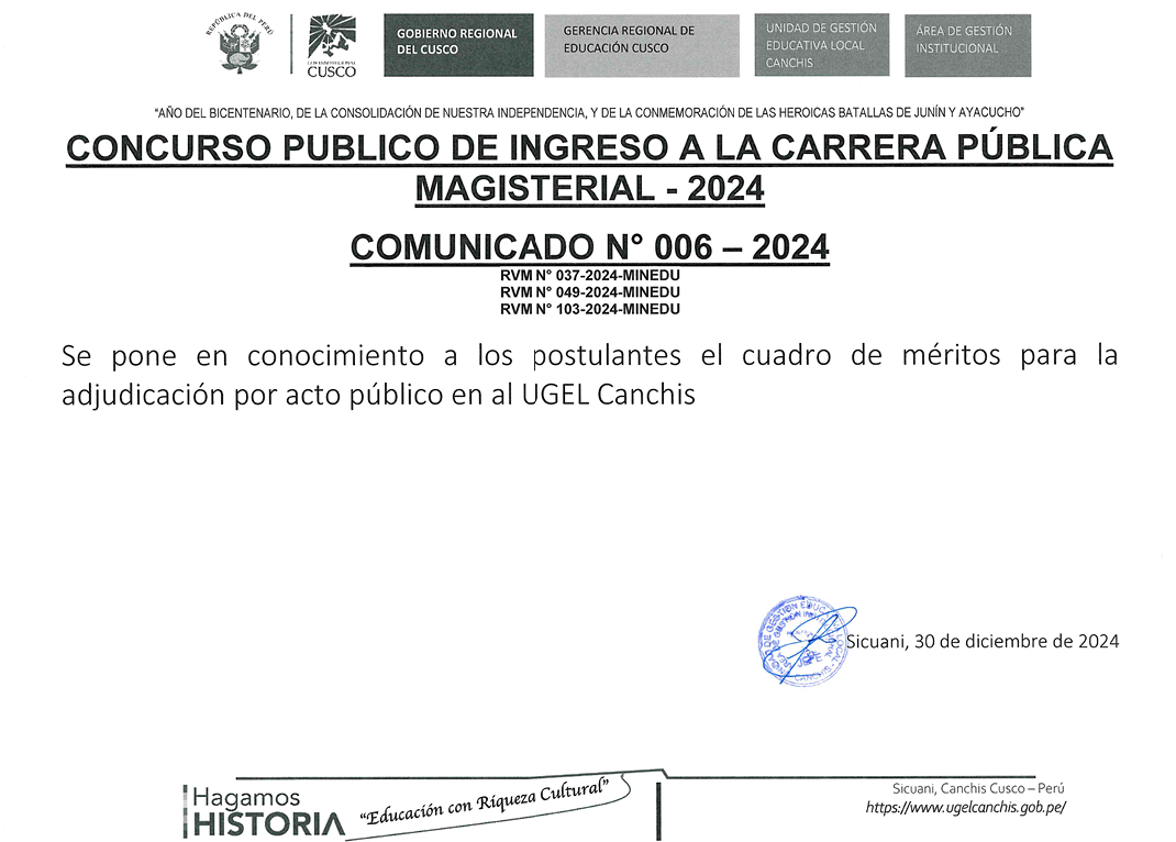 Comunicado - N° 006 - 2024