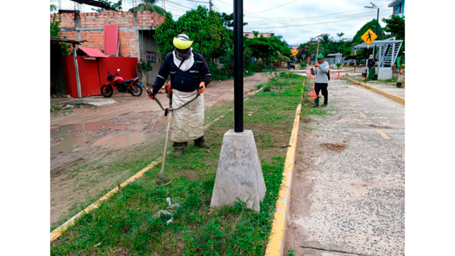 Mantenimiento de áreas verdes en diferentes puntos de la ciudad de Tarapoto. 