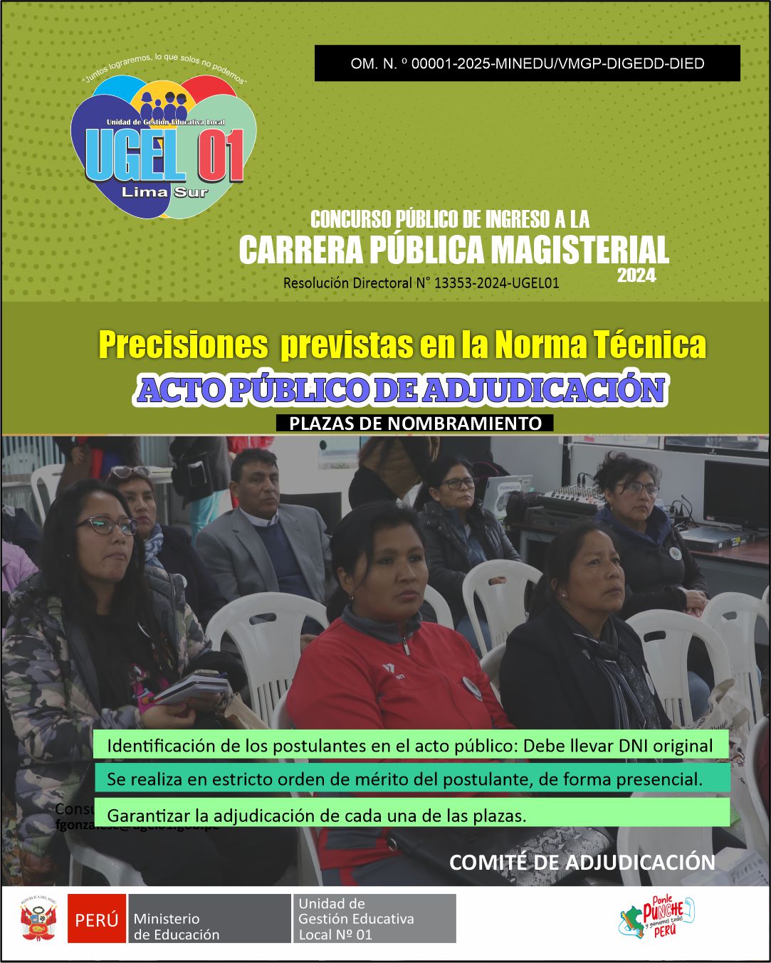 Precisiones previstas en la Norma Técnica - Acto publico de adjudicación, plazas de nombramiento