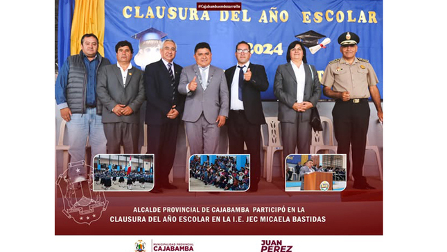 Alcalde provincial participó en la clausura del año escolar en la I.E. JEC Micaela Bastidas
