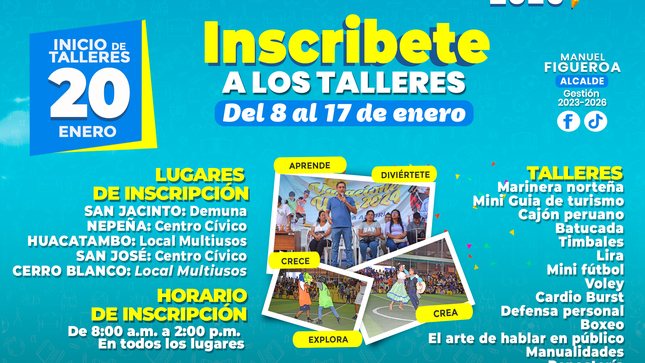 Detalle de los taller, inscripciones e informes 