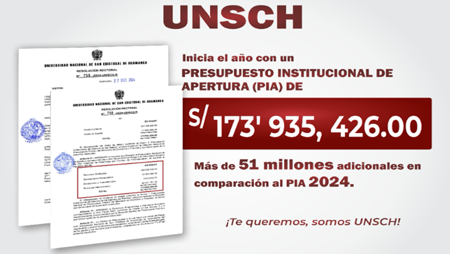 UNSCH cuenta con un PIA de más de 170 millones de soles