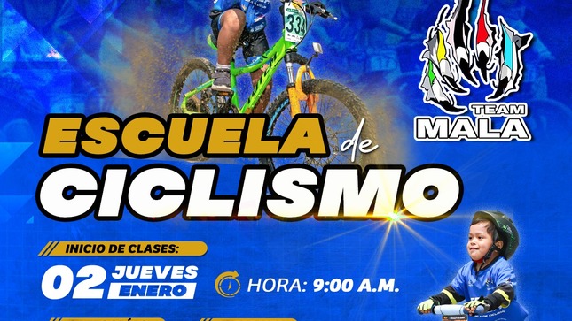 ¡Estimados vecinos! Ya pueden inscribir a niños y jóvenes para que disfruten de la emoción del ciclismo. La Escuela de Ciclismo del Team Mala ofrece clases para edades entre 3 y 16 años, divididas en tres niveles para adaptarlos a cada habilidad:
Sin Pedales: Para los más pequeños que empiezan a explorar el ciclismo.
Principiantes: Ideal para quienes están iniciándose en el mundo de las dos ruedas.
Intermedio: Para ciclistas con experiencia que buscan perfeccionar sus técnicas.
 Inicio de clases: Jueves 02 de enero de 2025
 Hora: 09:00 a.m.
 Más información: Comunícate con el Prof. David Lescano al 943-491-779.
 ¡No dejes pasar esta oportunidad de unirte a nuestra comunidad ciclista! 
¡Te esperamos! 