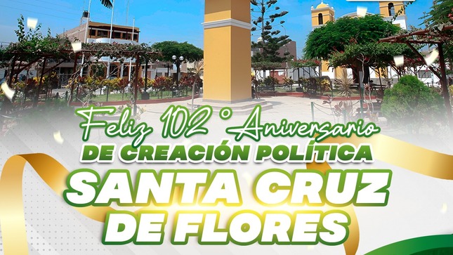 Desde la Municipalidad Distrital de Mala, extendemos un cálido saludo y nuestras más sinceras felicitaciones a la Municipalidad Distrital de Santa Cruz de Flores, a su autoridad edil, al cuerpo de regidores, a los funcionarios, trabajadores y a todos los vecinos del distrito, con motivo de la celebración de los 102 años de su Creación Política.
Que sigan prosperando y contribuyendo al bienestar de sus vecinos.
¡Feliz Aniversario!