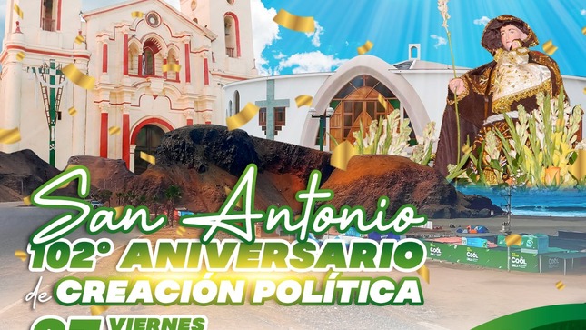 En esta fecha muy especial expresamos el efusivo saludo y felicitaciones a la Municipalidad Distrital de San Antonio, a la autoridad edil, cuerpo de regidores, funcionarios, trabajadores y vecinos del distrito hermano de San Antonio al celebrar sus 102° años de Creación Política.
¡Feliz Aniversario!