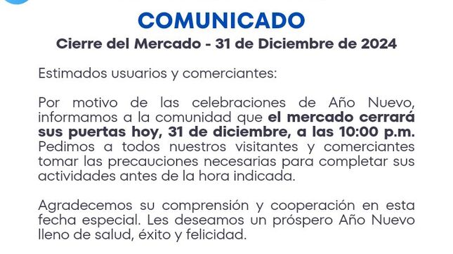 Horario de atencion de mercado