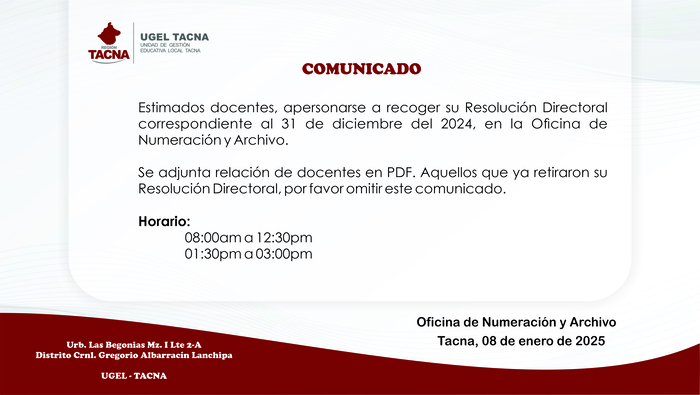 Archivo JPG de comunicado