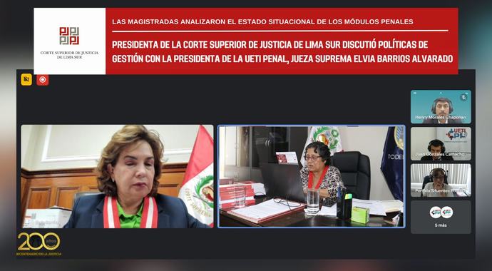 Presidenta de la Corte de Lima Sur y jueza suprema Elvia Barrios Alvarado abordan políticas para optimizar la justicia penal