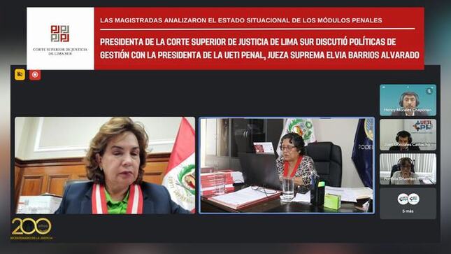 Presidenta de la Corte de Lima Sur y jueza suprema Elvia Barrios Alvarado abordan políticas para optimizar la justicia penal