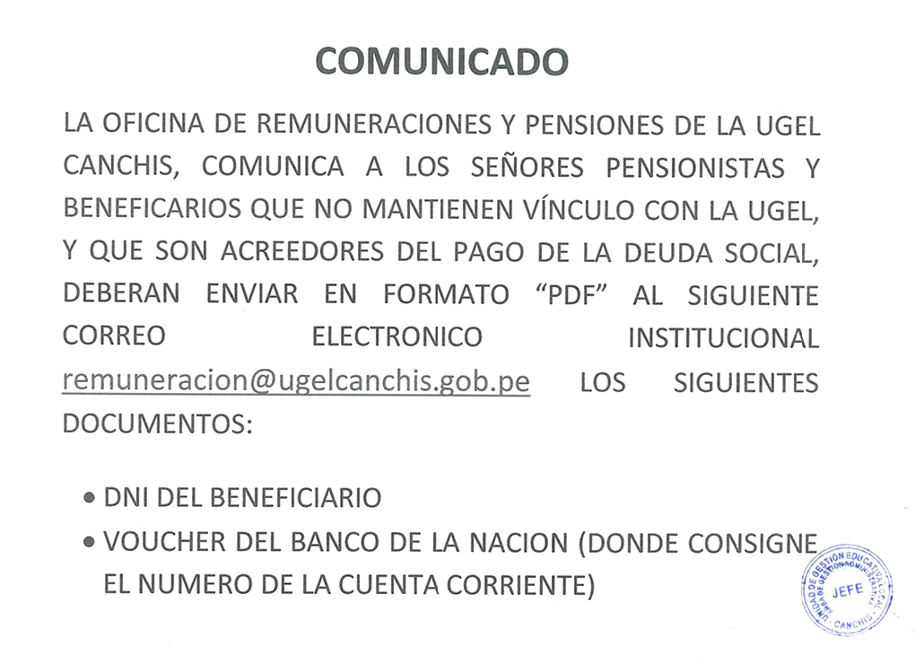 SEÑORES PENSIONISTAS Y BENEFICARIOS