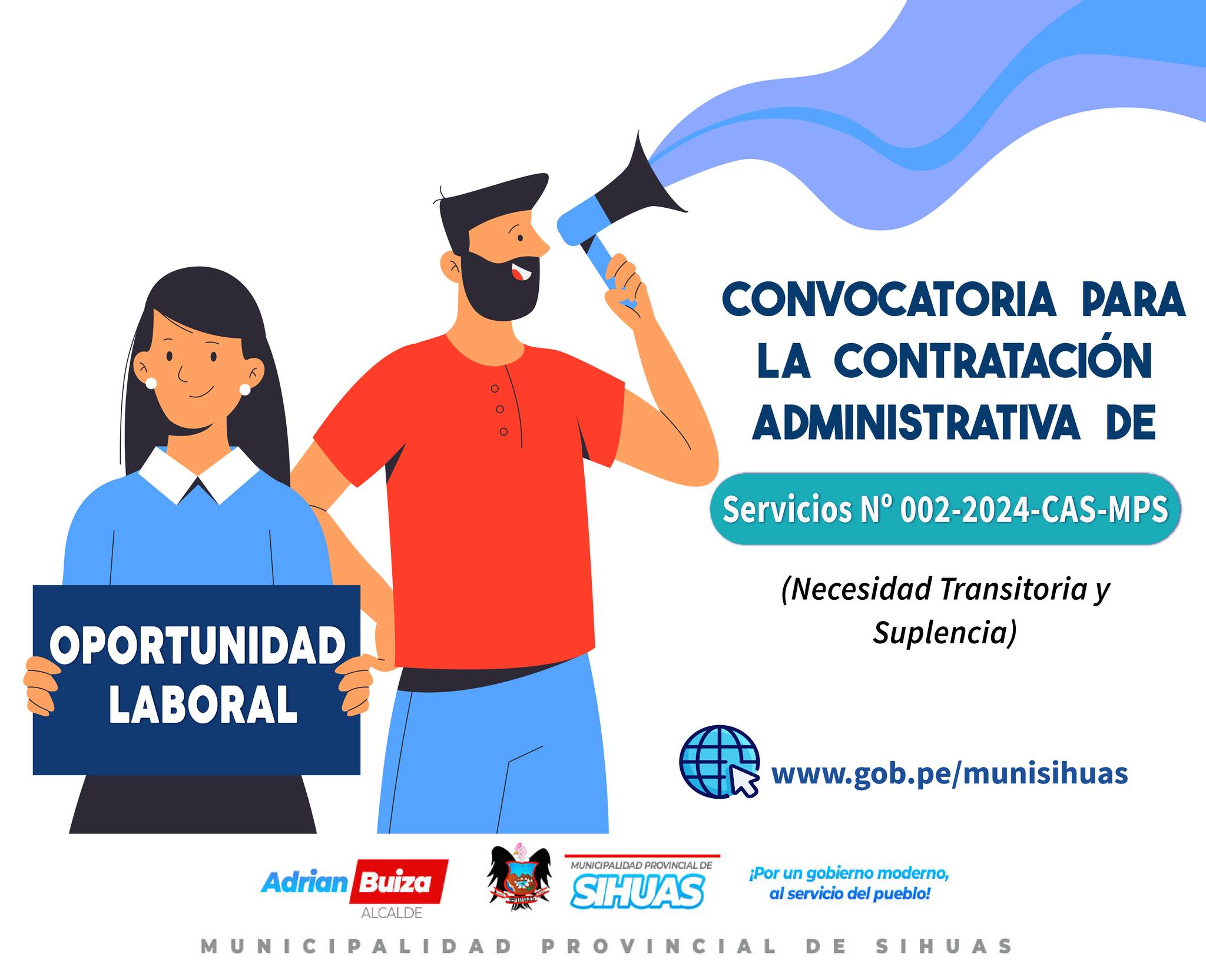 馃摚 Convocatoria para la Contrataci贸n Administrativa de Servicios - CAS N潞 002-2024 (necesidades transitoria y suplencia).
馃幆 Mayor informaci贸n 馃憞
https://www.gob.pe/institucion/munisihuas/informes-publicaciones/6243739-proceso-de-convocatoria-para-la-contratacion-administrativa-de-servicios-n-002-2024-cas-mps-a-plazo-determinado-necesidad-transitoria-y-suplencia