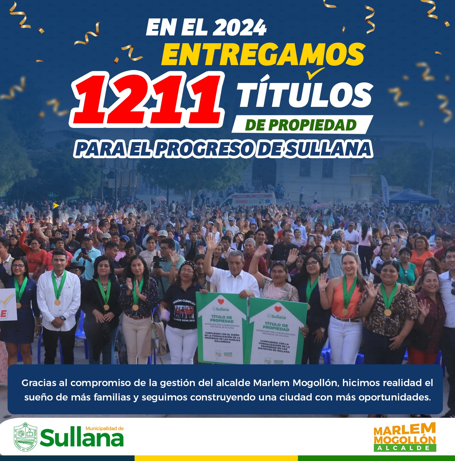 Alcalde de Sullana Entregó 1211 Títulos de Propiedad Durante el 2024