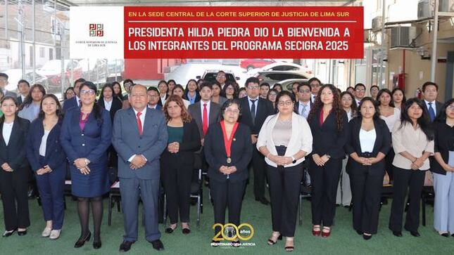 Presidenta de la Corte de Lima Sur, Hilda Piedra Rojas, dio la bienvenida a los integrantes del Programa Secigra