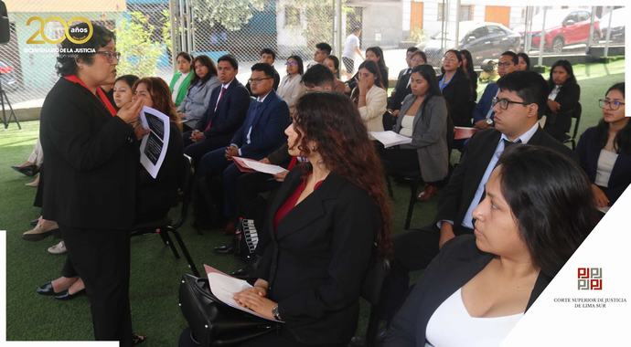 Presidenta de la Corte de Lima Sur, Hilda Piedra Rojas, dio la bienvenida a los integrantes del Programa Secigra