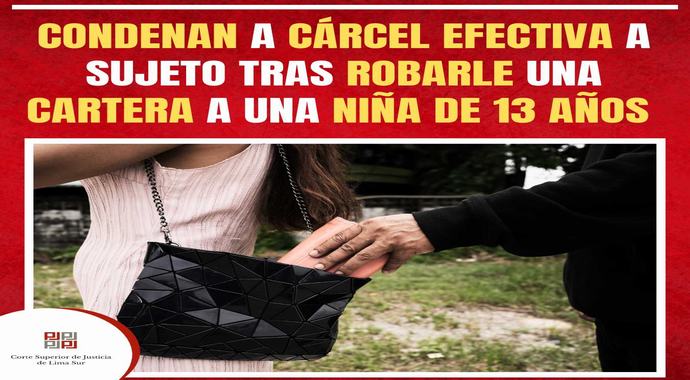 Condenan a cárcel efectiva a sujeto tras robarle una cartera a una niña de 13 años